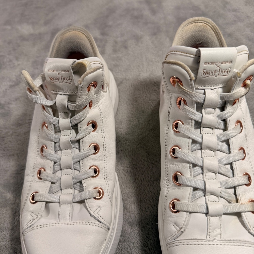 Skechers Snoop Dogg Sneakers Women 10 White Slip-ins Snoop One Double G Leather - Picture 5 of 10